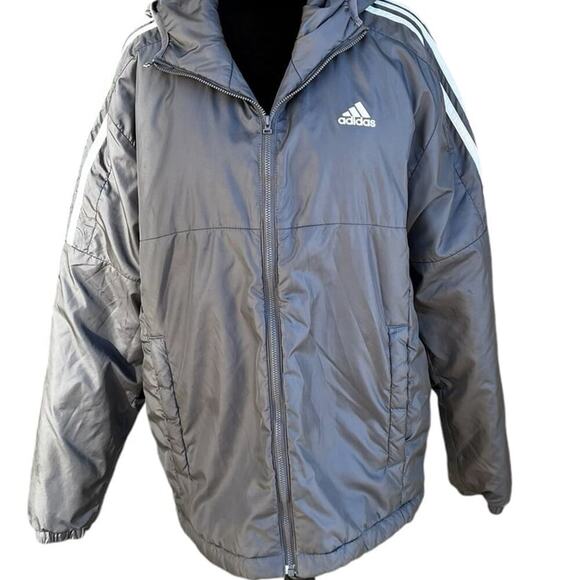 Adidas nylon, hooded, full zip, jacket, insulated & waterproof, men's size M - Picture 2 of 12
